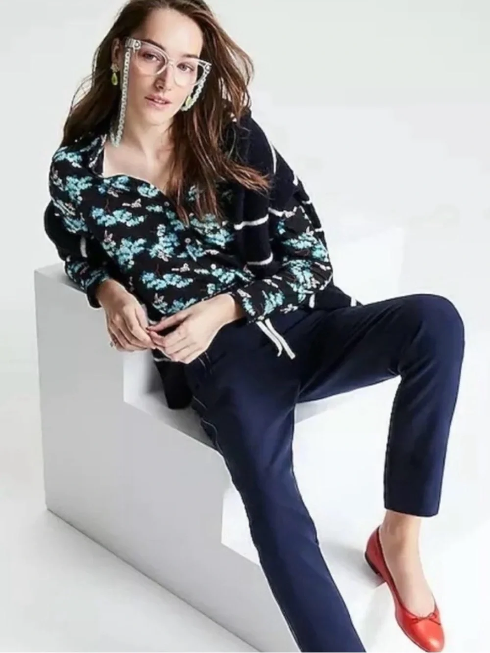 J Crew Botanic Bee Floral Women’s Blouse Size 8 100% Silk Button Up